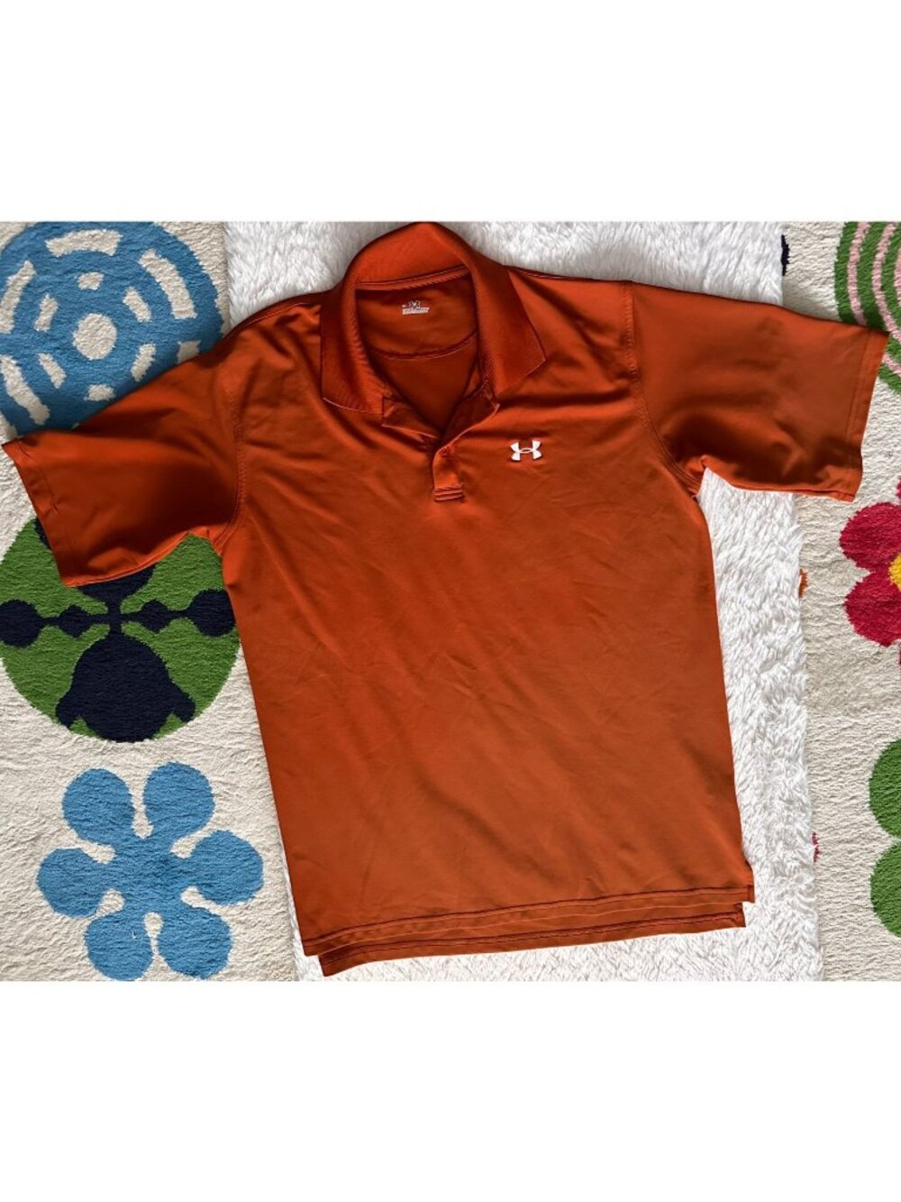 Men's short sleeve polo shirt rusty orange color Large but runs big